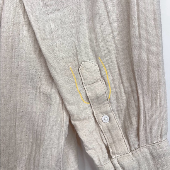 Aritizia Little Moon Organic Cotton Gauze Sail Shirt Cream Button Up Relaxed XS - Picture 10 of 13